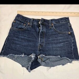Levis 501 Womens Button Fly Cut Offs Y2K Blue Size 29 Red Tag Vintage Style